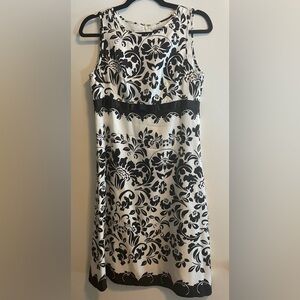 Elegant Black and White Silk Floral Dress
